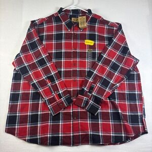Foundry Big & Tall Mens 4XL Red Plaid Flannel Button Down Shirt Super Soft NEW